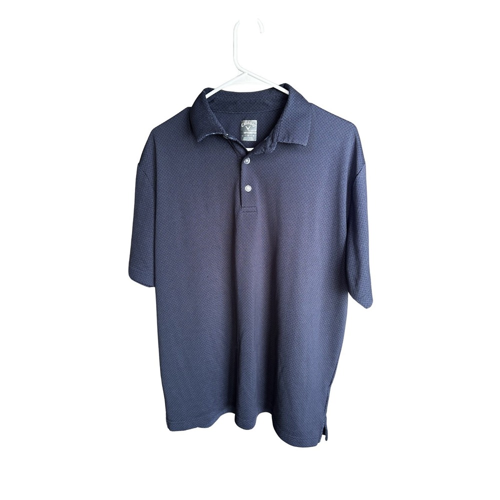 Callaway Mens Opti-Dri Golf Polo Shirt Navy Blue Diamond Geometric‎ Sport Large